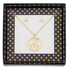 Initial Necklace & Earrings Gift Box